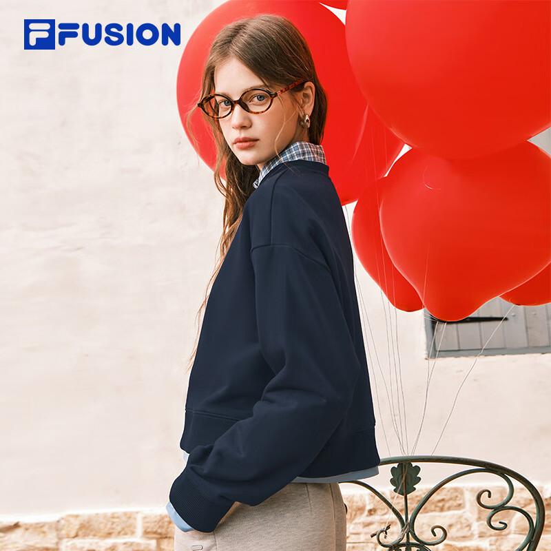 FILA FUSION Women's Faux Two-Piece Short Pullover Sweatshirt