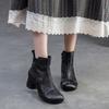 Fashion GKITINOO 2025 Summer New Commuter Thick Heel Genuine Leather Hollow-out Breathable Short Boots Vintage Women's Shoes