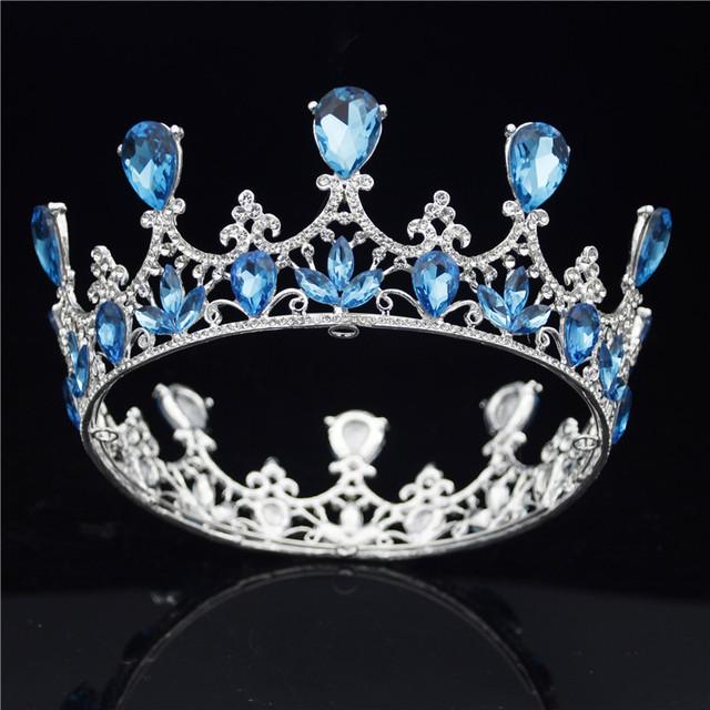 Fashion Crystal Wedding Crown Vintage Royal Queen Tiaras and Crowns Pageant Prom Hair Jewelry Bridal Diadem Head Ornament