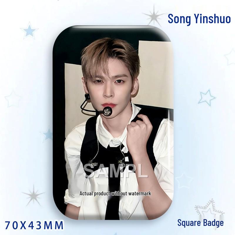 Stone Song Bajiji Laser Square Badge: Star Idol Brooch Pendant