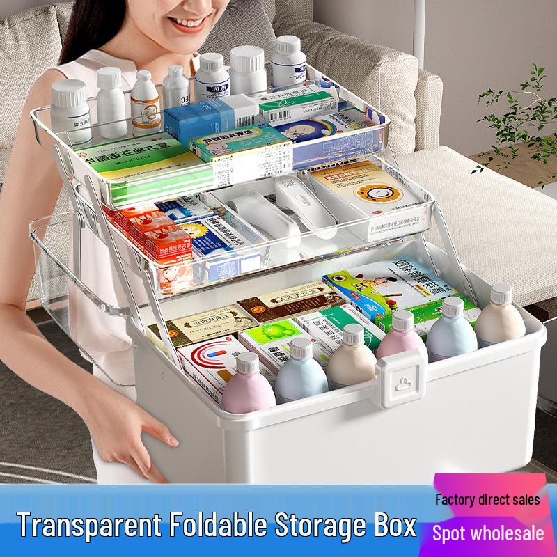 Large Household Three-Layer Medicine Organizer Box