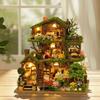 Árbol del Tiempo de Madera DIY Casa en el Árbol Cabaña del Bosque Figuras Miniaturas Kits Ensamblados Casa para Regalos de Cumpleaños de Amigos Manualidades de Decoración del Hogar