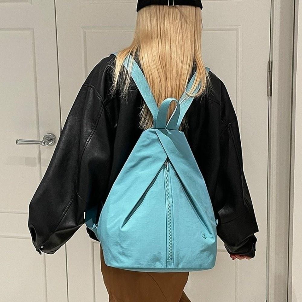 Women Triangle Large Capacity Nylon Backpack with Adjustable Straps for Daily Commute Travel