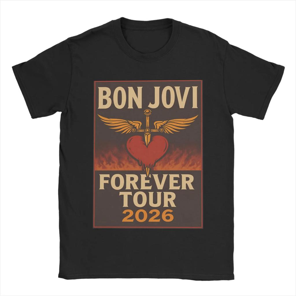 Harajuku T Shirt Summer Bon Jovi Keep The Faith World Tour Cotton Tshirt for Unisex Women Awesome Wholesale Short Sleeve Tees