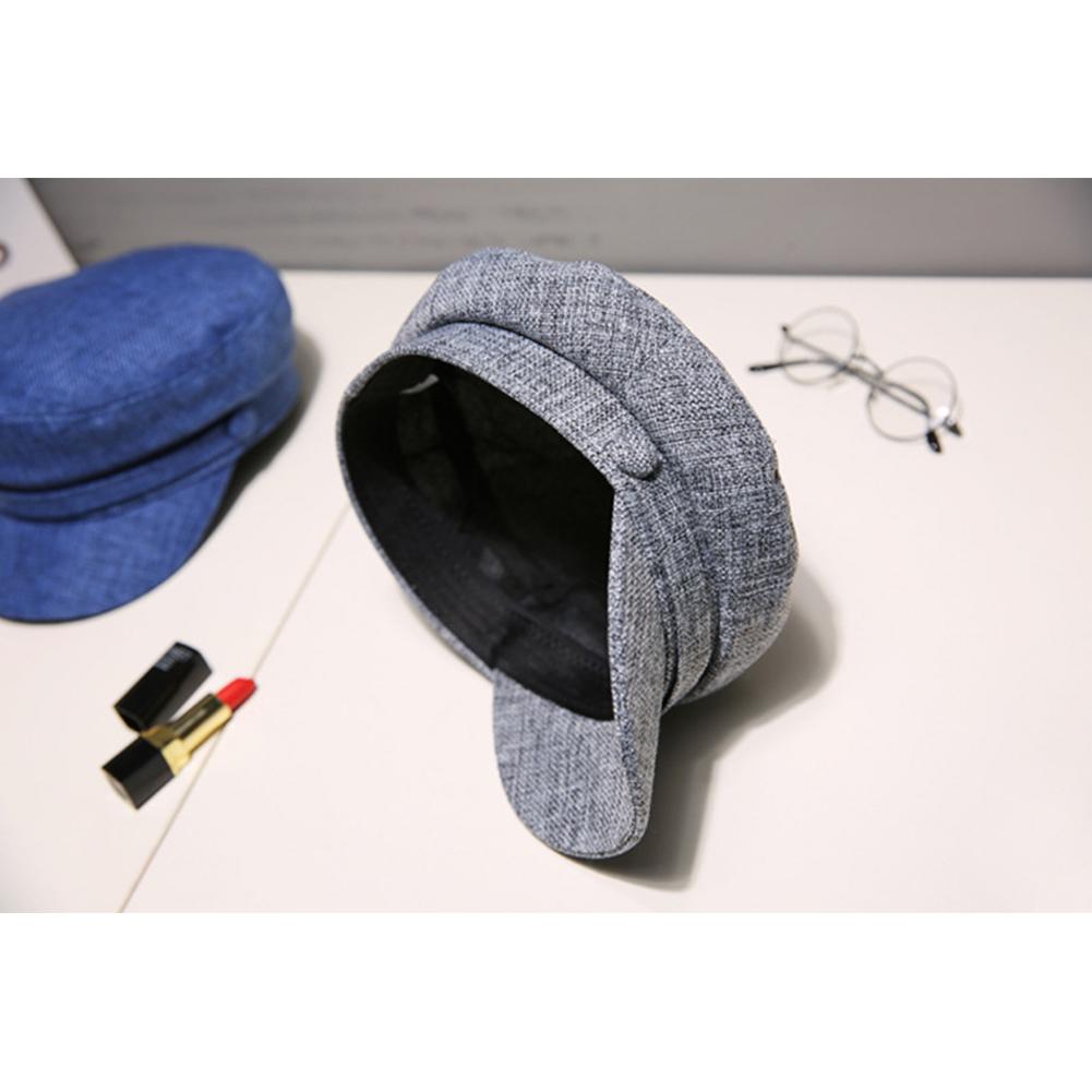 Women Men Cute Casual Outdoor Short Eaves Dome Cotton-flax Button Beret Hat Cap Unisex