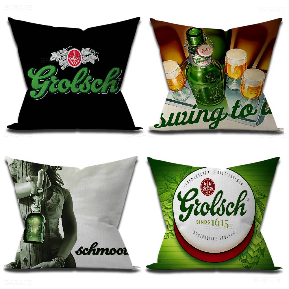 Grolsch Lager Beer Pillow Cover For Bedroom Room And Living Room Sofa Decorative Cushion Cover