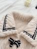 Women's Thickened Winter Coral Fleece Pajamas: Fleece-Lined Bow Knot Cardigan Set for Indoors and Outdoors