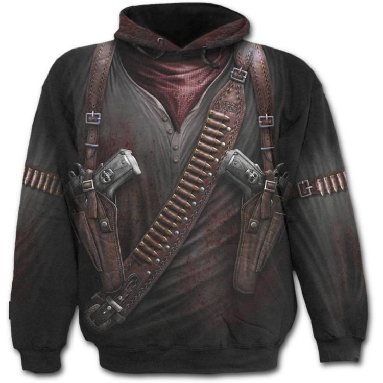 Spiral Direct Holster Wrap Hood Skeleton Skulls Biker Dark Clothes Unisex T-Shirt S