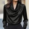 Fall Fashion Elegant Solid Color Minimalist Long Sleeve Blouse Women