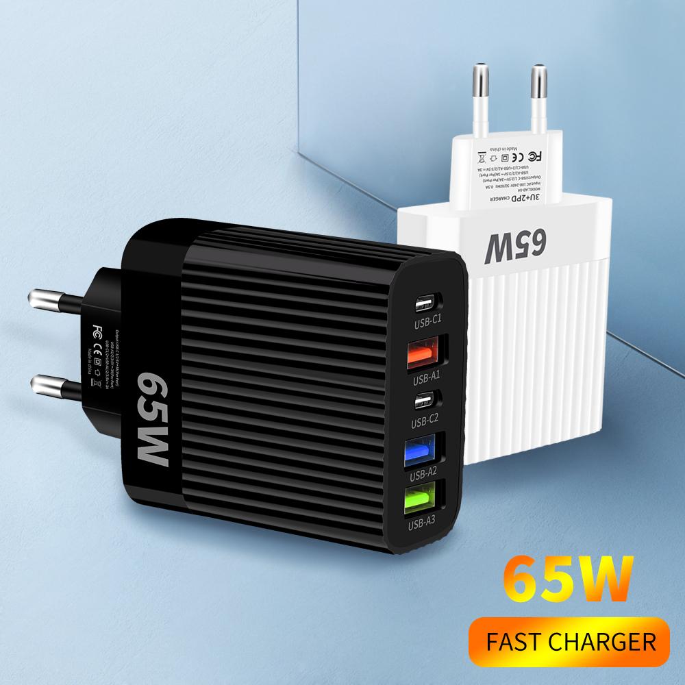 65W Multi-port USB Type C Fast Charging Charger PD Quick Charge Phone Charger Wall Adapter For iPhone 17 Samsung Xiaomi Huawei