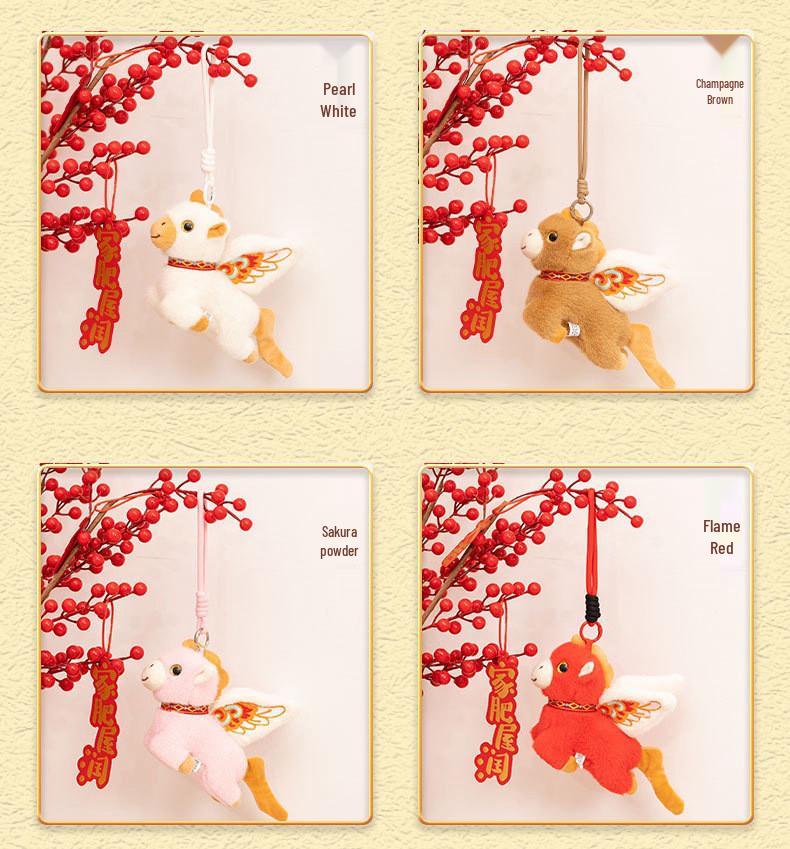 Adorable Chinese-Style Flying Horse Plush Toy Pendant - Year of the Horse Mascot Ornament Gift