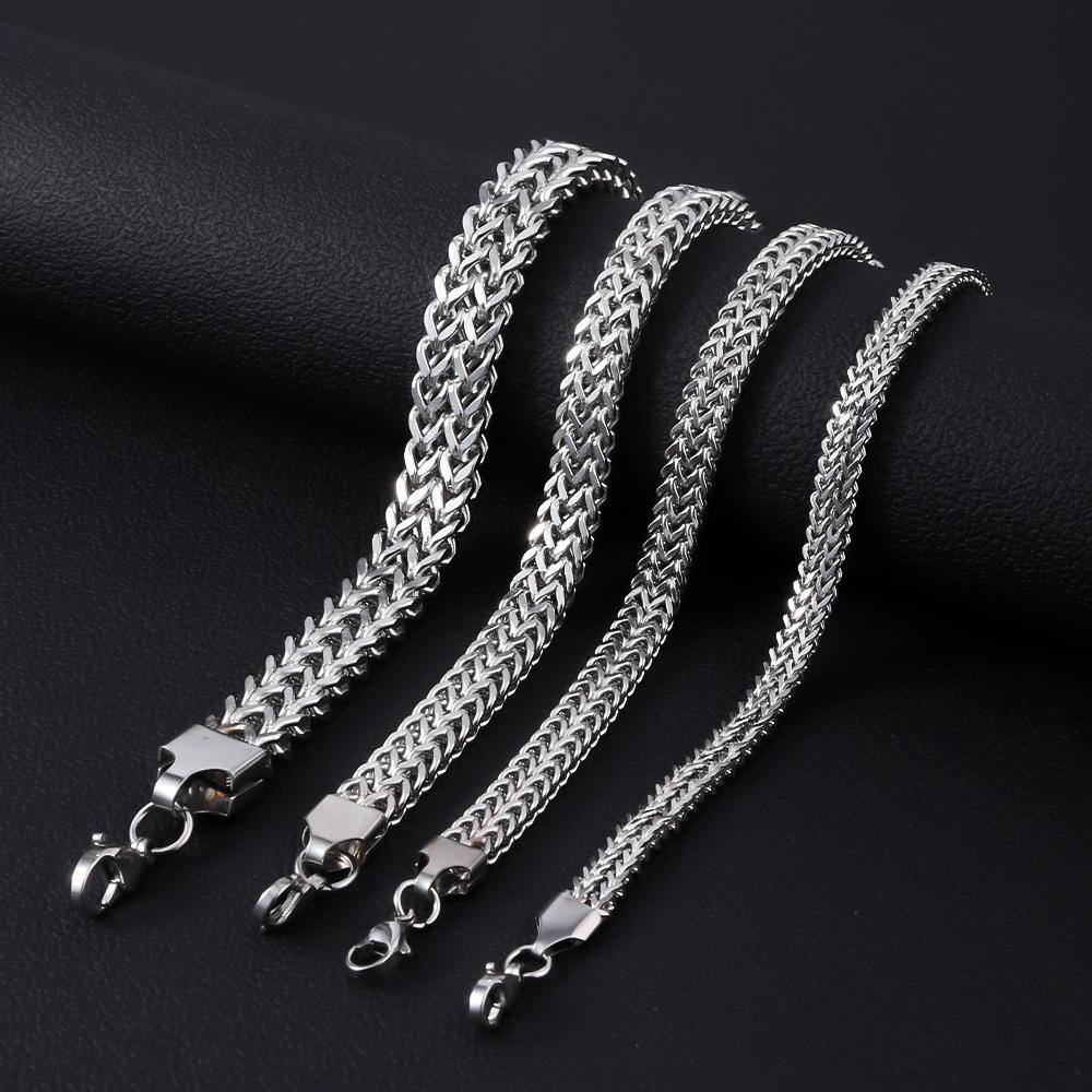 8mm Stainless Steel Braided Double Rows Front and Back Fish Scale Bracelet Simple No Fading Men Bracelet Hip Hop Jewelry