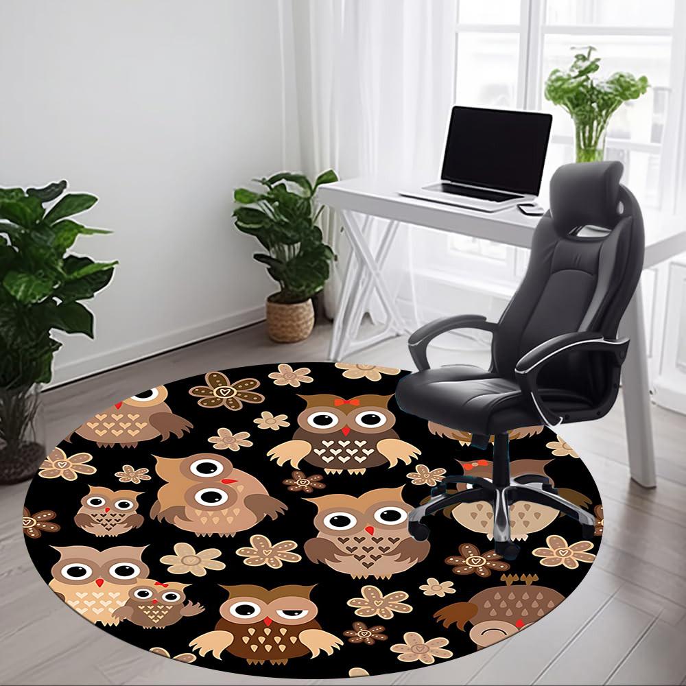 1pc Owl Flowers Office Round Area Rug, Under Office Chairs Bedroom Living Room Home Decor, Room Deco, Available In Various Sizes 009