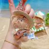 Bear Seaside Embroidered Plush Keychain With Straw Hat Take Guitar And Grass Skirt Designfor Bag Decor