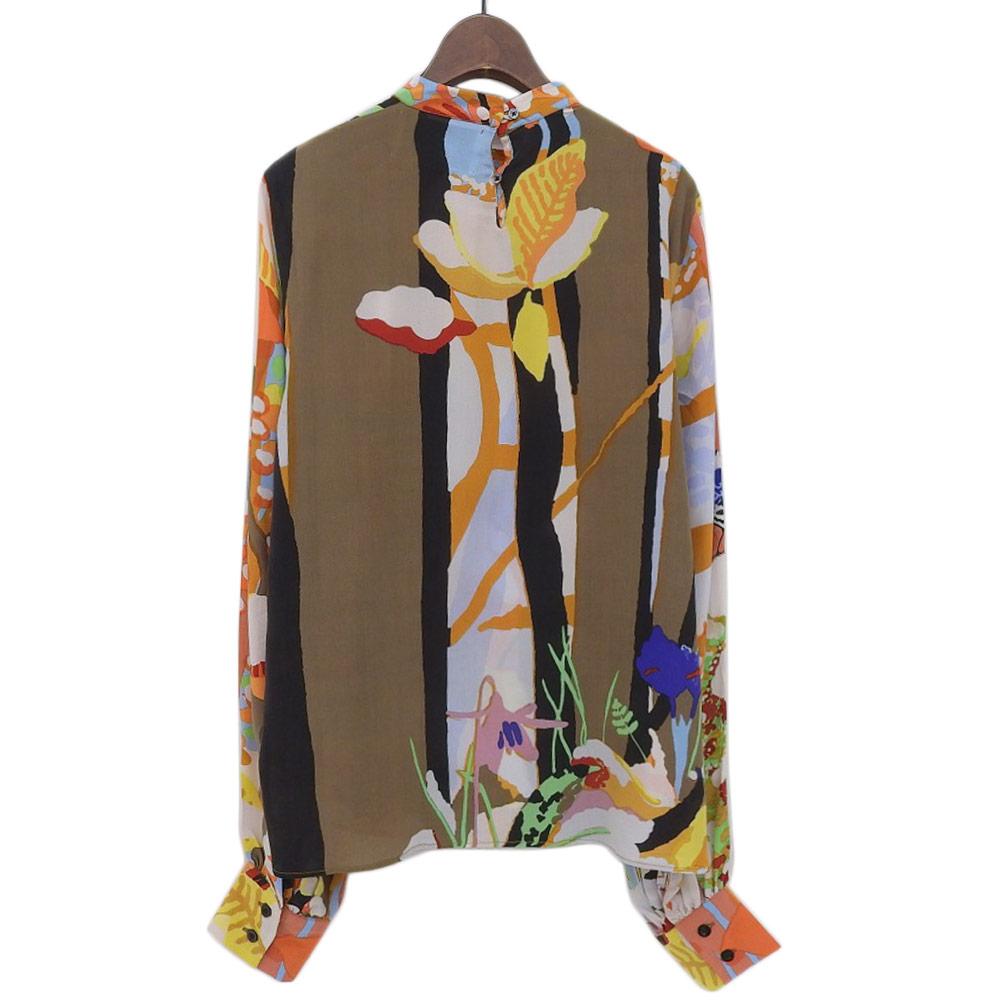 Mii Mil Me EN FORET Silk All-over Print Stand Collar Blouse Tops Women's Multicolor S Tops S multicolorUsed