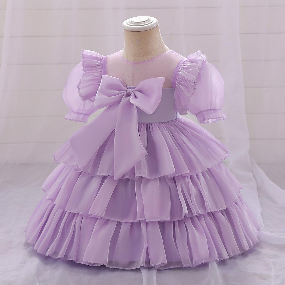 Neugeborene Kleinkind Kleidung Taufe Prinzessin Party Kostüm Baby Mädchen Kleidung Festzug Große Schleife 1. Geburtstag Kleid Für Kurzarm Kleider