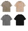 Retro Streetwear 230G Pure Cotton Distressed Men's T-shirt, Solid Color, Loose Fit, Short Sleeve