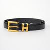 New Retro Alloy H Letter Buckle Belt for Women Ins Trendy Korean Version Simple Versatile Pin Buckle Thin Belt for Women