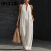 Pantaloni da donna con bretelle senza maniche, stampa tinta unita, moda casual, primavera estate, tute e pagliaccetti