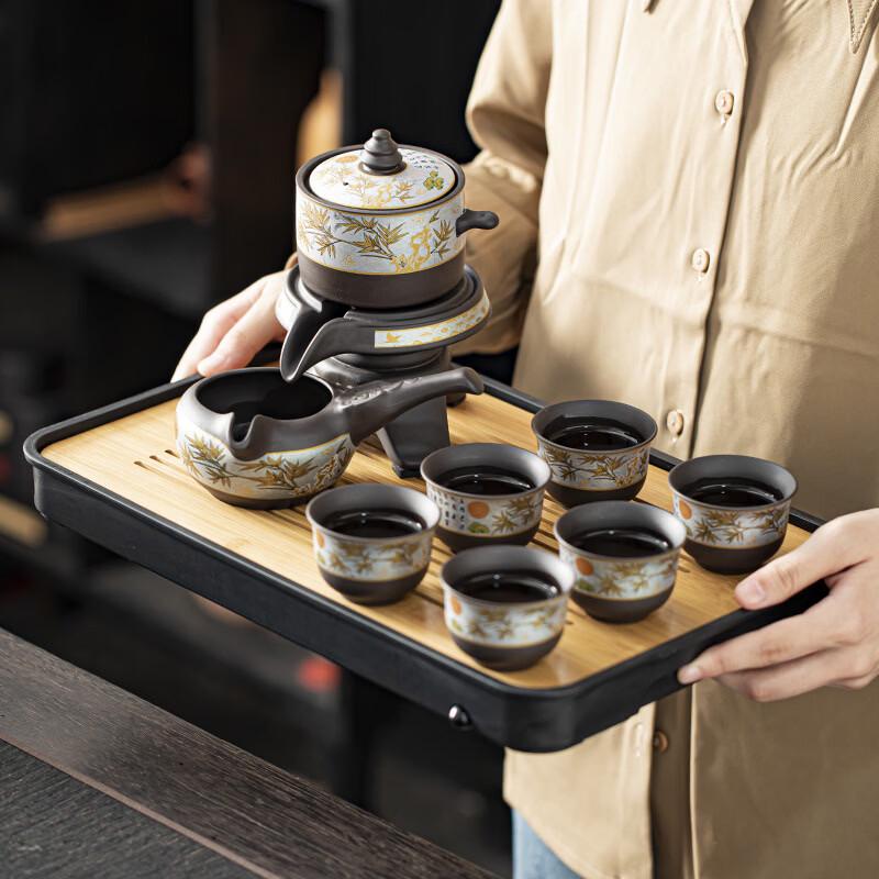 9-Piece Automatic Rotating Ceramic Kung Fu Tea Set