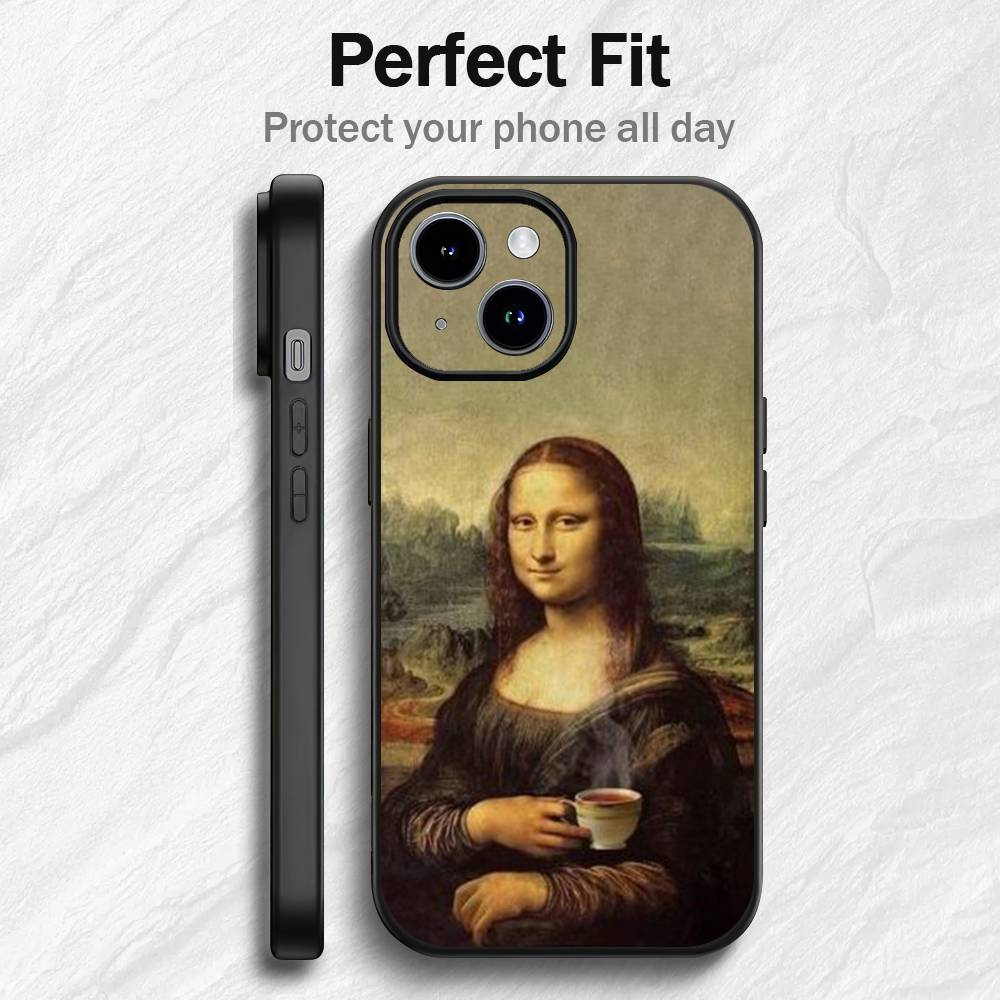Funny M-Mona Lisa Art Phone Case For iPhone 17 16 15 14 13 12 PRO MAX PLUS Mini TPU Soft to Skin-friendly case
