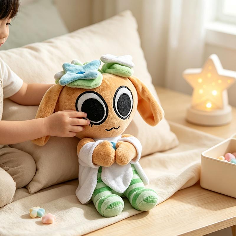 Cute Cartoon Flower Ear Character Plush Doll Soft Fluffy Fantasy Creature Stuffed Toy Adorable Collectible Plush Figurine