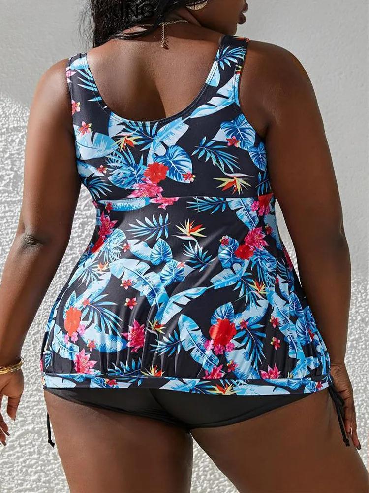 Conjunto de Tankini de 2 Piezas con Estampado 2025 para Mujer Talla Grande Cintura Alta Traje de Baño Grande Brasileño Sexy Traje de Baño para Señora Gorda con Curvas
