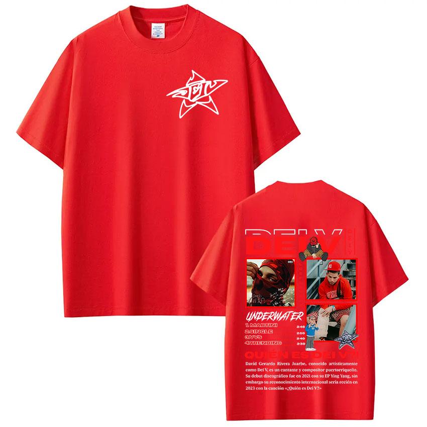 Rapper Dei V Quien Es Dei V   Tour 2025 Album Tshirts Unisex Fashion High Quality Cotton Tshirt Hip Hop Gothic Short Sleeve Tees S