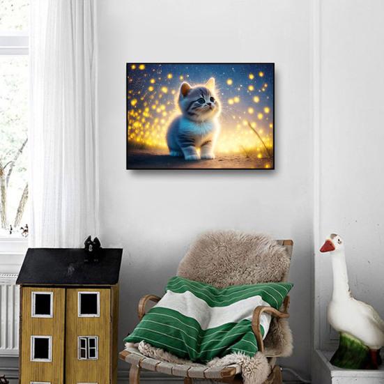1 ensemble de peinture de strass de chat de dessin animé avec outils de perçage de toile, perceuse complète 5D, artisanat de bricolage, Kit de décoration de dessin artistique en strass pour débutants et adultes