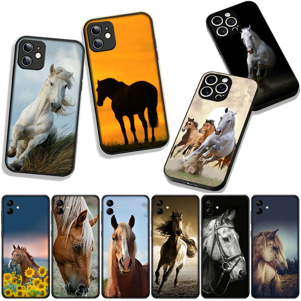 Hülle Wildes Pferd Schwarz Cool für Samsung Galaxy A25 A37 A57 A12 A14 A31 A41 A50 A51 A70 A71 A72 A21S A04 M15 Note 20 9 8 10 Hülle