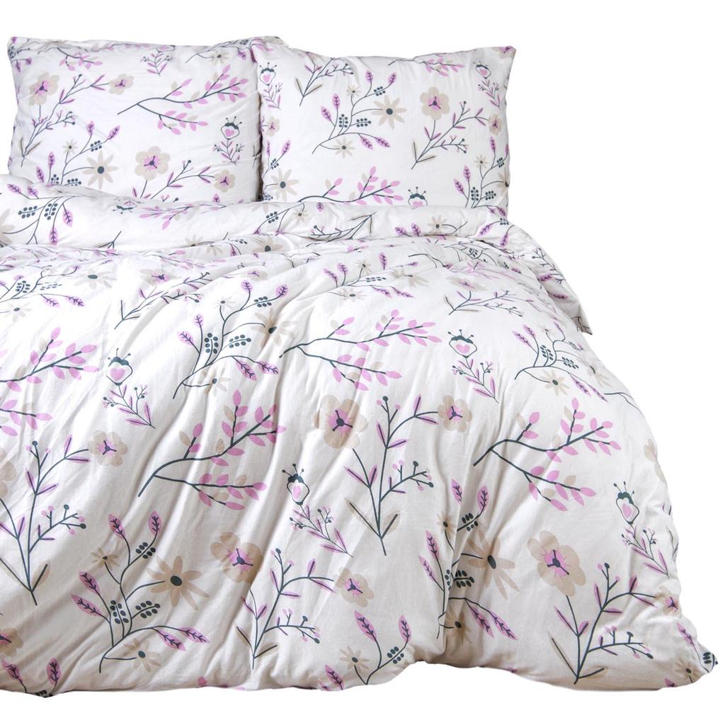 Bedding set 160x200 JERSEY 100% COTTON flowers duvet cover + pillowcases