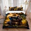 3pcs Anime Cat Comforter Set with One Quilt Cover and Two Pillowcases (No Core), Home Decor, Festival Gift, Polyester Fabric, Anime Cartoon Design