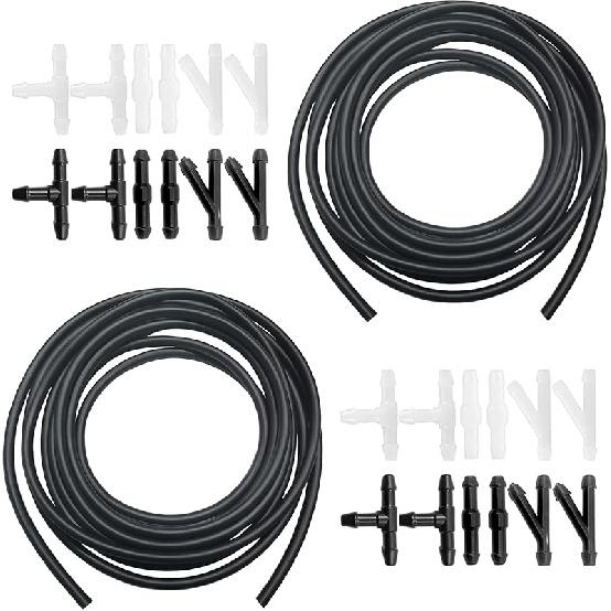 Windshield Washer Hose Kit - Includes 4 Meter Washer Fluid Hose & 12 Pcs Hose Connectors, Compatible With Most Vehicle Windshield Washer Nozzle
