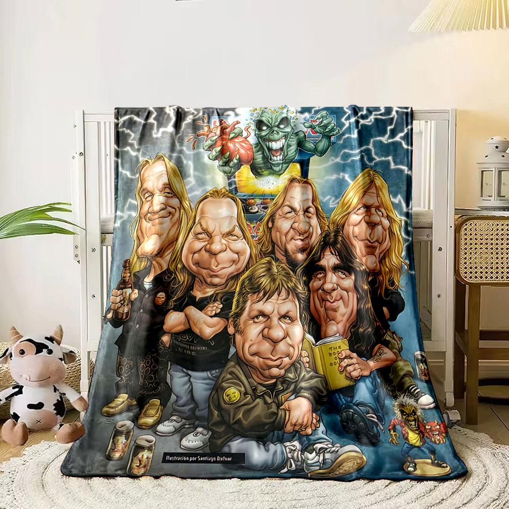 

Cartoon-style illustration featuring people, lightning, and a green alien. for all seasons blanket lunch break throw gift 80cm x 120cm