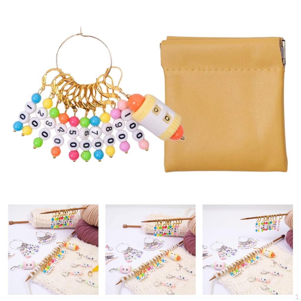 Knitting Stitch Marker Crochet Multifunction Reusable with Storage Bag DIY Projects Sewing