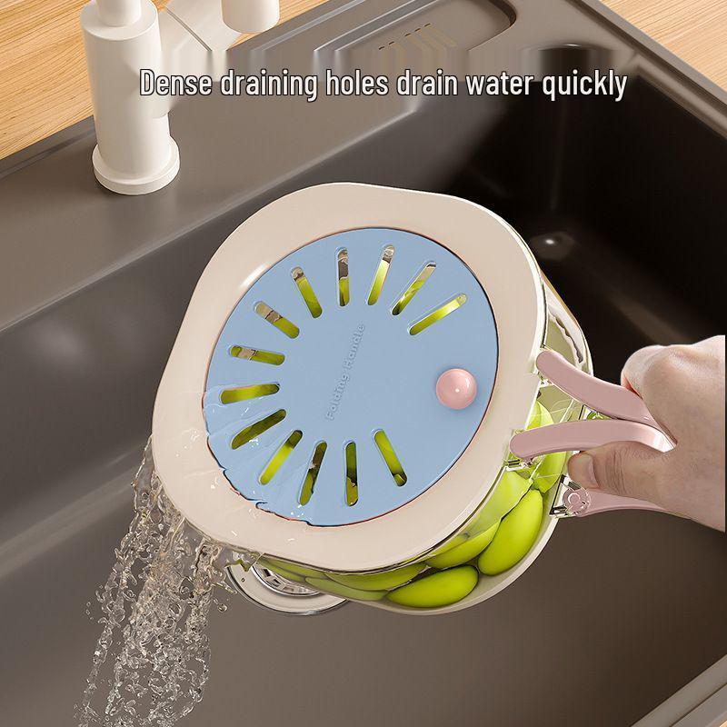 Dali Colander & Fruit Basket: Cute, Retractable, Thickened, Dehydrating, with Lid for Home Use