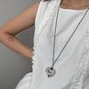 Geometric Silver Black Rope Sweater Chain Necklace for Women, Korean-Style, Long and Versatile