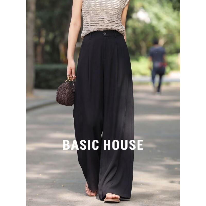 Basic House Women s High-Waist Wide-Leg Suit Pants L