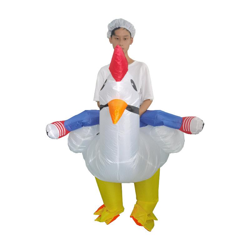 Adult White Cock Inflatable Suit Party Stage Cartoon Puppet Suit Mount Walking Christmas Performance Suit