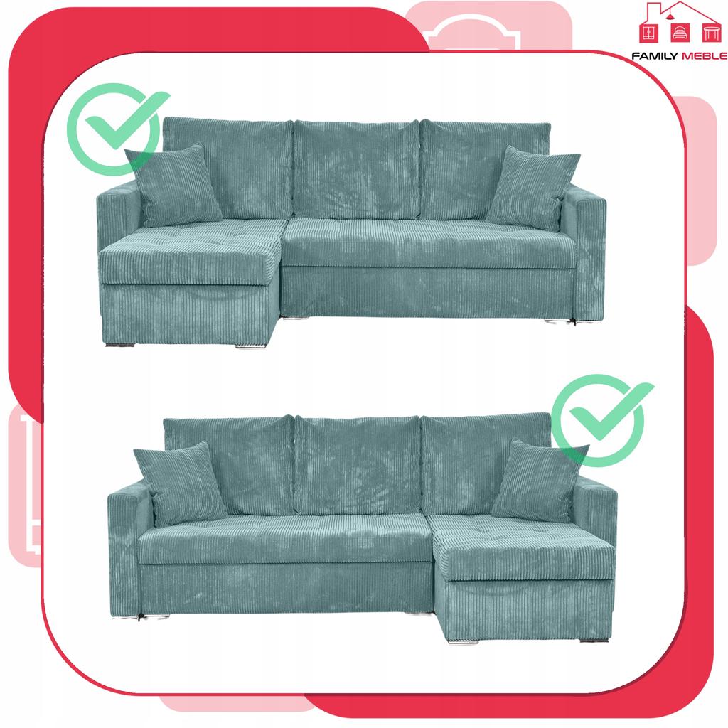 Bonito Corner Sofa Bed Family Meble Corduroy Green