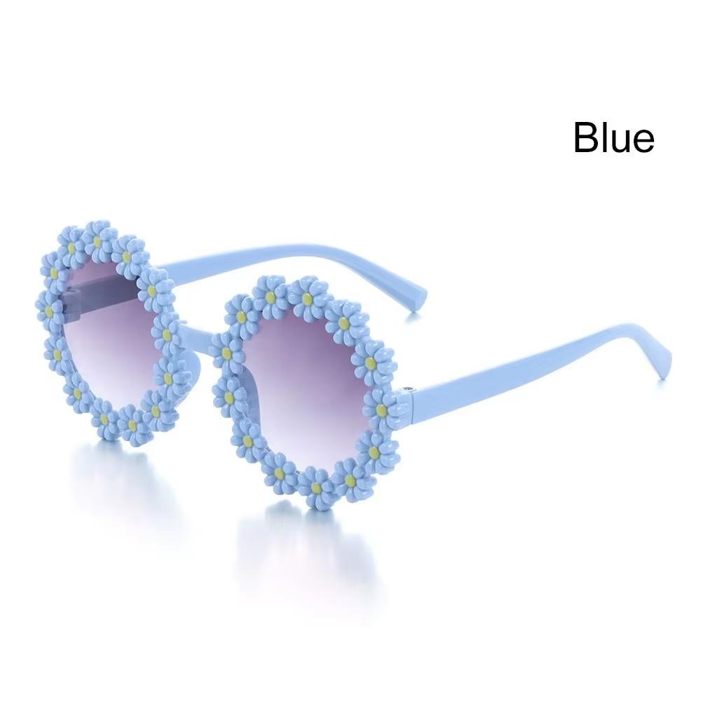 

Round Flower Sunglasses for Kids Cute Daisy Glasses Children Outdoor Sun Protection Shades Fashion Funny Party Eyewear синій