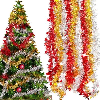 Festive Atmosph Christmas Garland Bright Color Pendant Wall Door Decor DIY Shiny Star Christmas Tree Ornaments Xmas Decoration