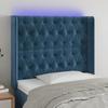 3124424 vidaXL LED Headboard Dark Blue 93x16x118-128 Cm Velvet