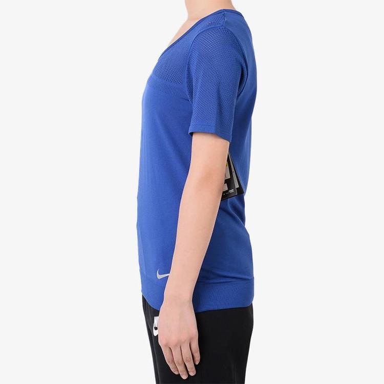 Nike Training Knit Crew Neck Short Sleeve T-Shirt Women Tops Blue BQ9552-438
