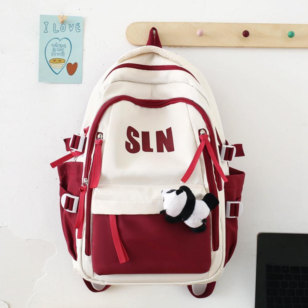 American retro college student ins backpack female, large capacity high school student junior high school student schoolbag computer backpack male