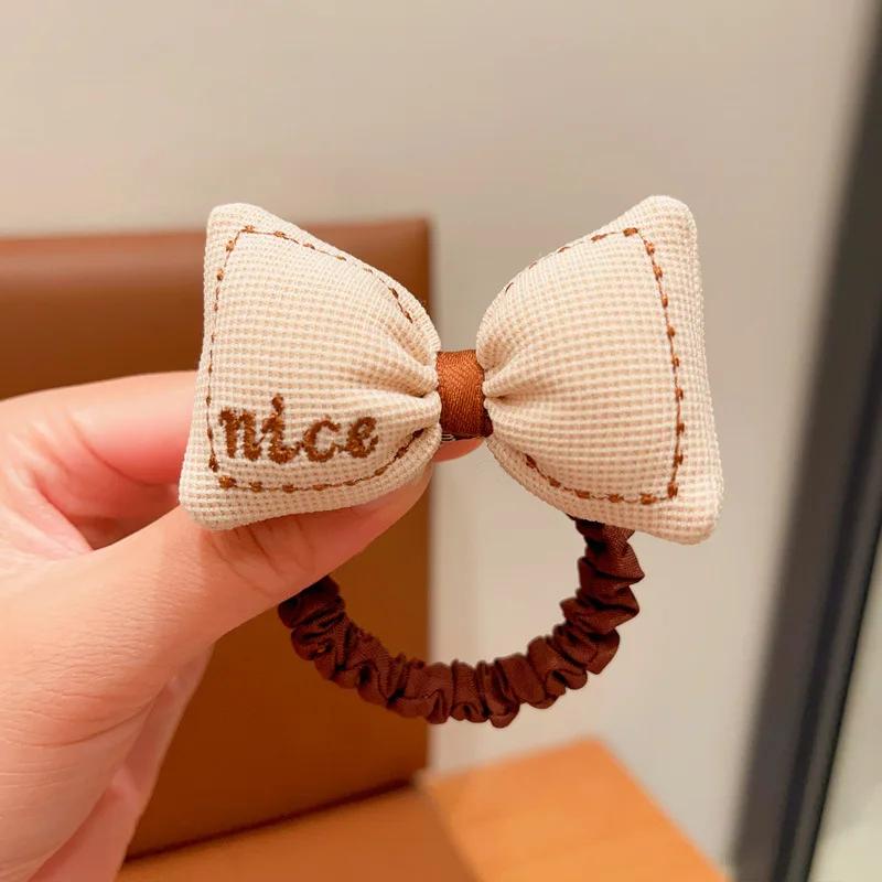 Korean Cartoon Chocolate Elastic Hair Bands Bear Rabbit Hair Ties Rope Girls Gum Smile Flower Scrunchies Kid Ponytail Holder