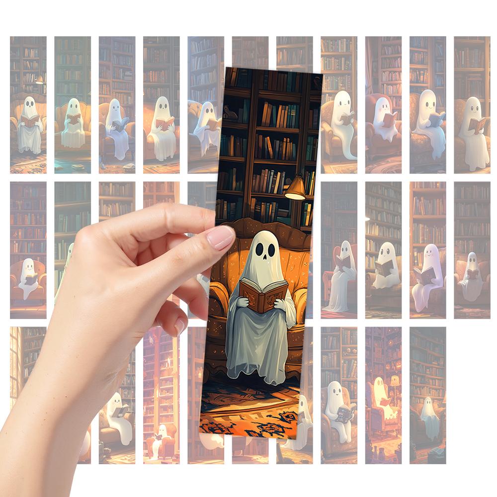 32pcs, quirky “Ghost Reading” bookmarks, Halloween, suitable for teachers, readers, and book lovers, birthday gifts
