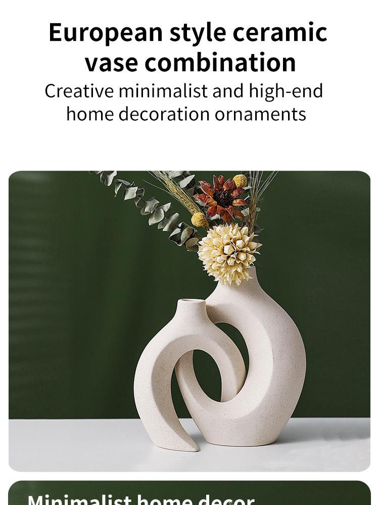 European Ceramic Vase Set Creative White Simple Home Decoration Living Room Entryway TV Cabinet Decoration