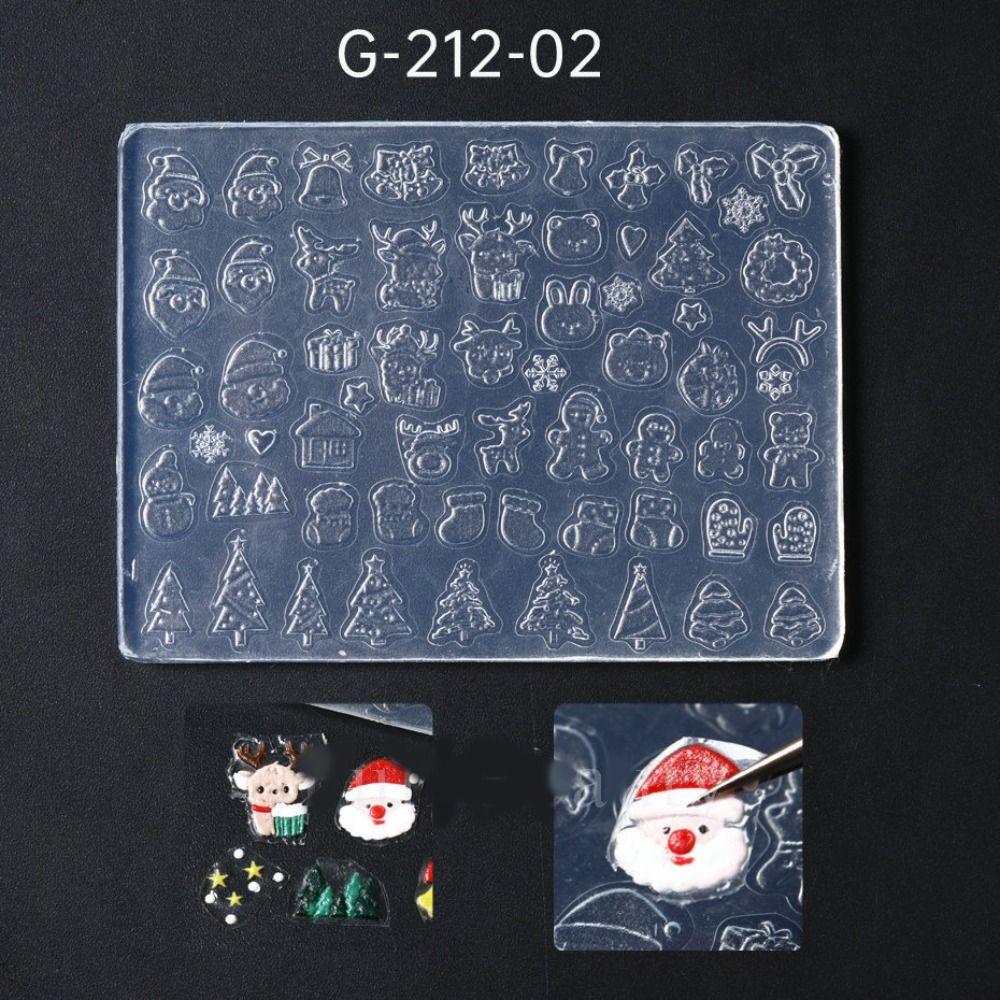 

Зимний рождественский дизайн ногтей силиконовая форма подкладка 3D гелевые трафареты горячая рельефная форма DIY G-212-02