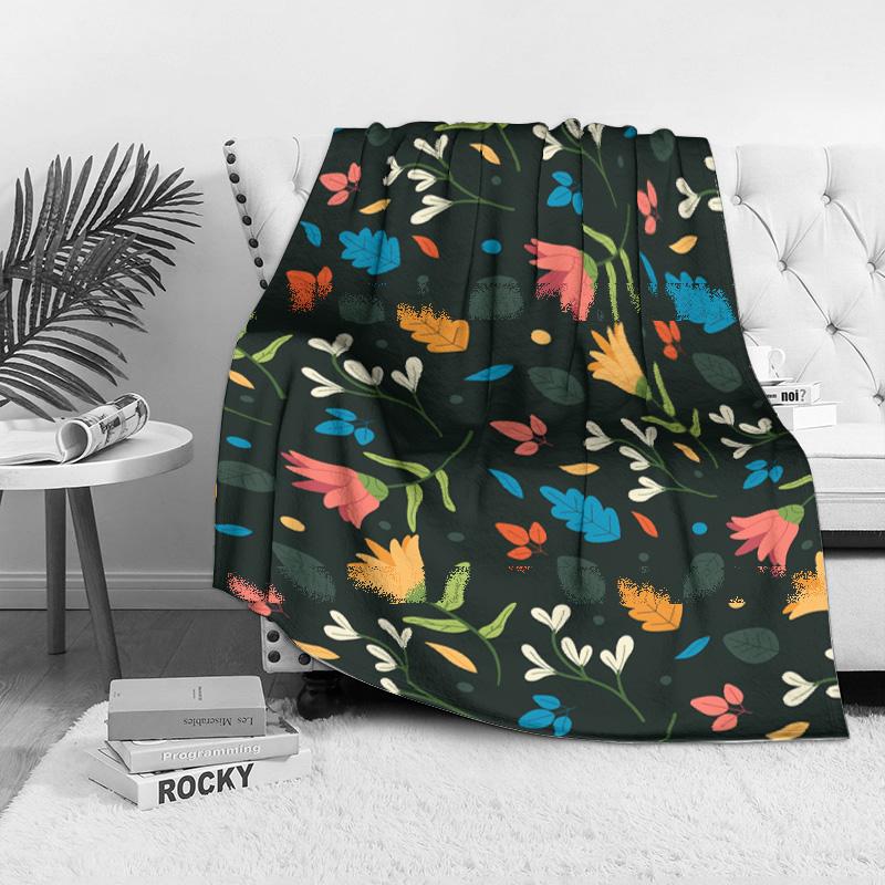 Cute Cartoon Floral Pattern Blanket for Kids Teens Adults Sofa Bed Decorative Throw Soft Warm Blanket